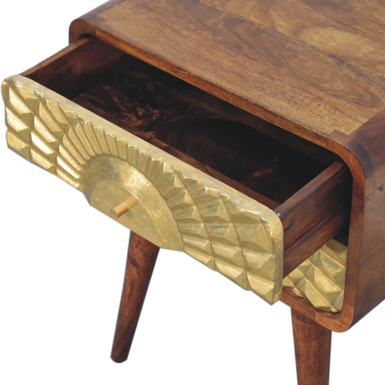Szafka nocna Artisan IN3445 – lite drewno mango, wykończenie kasztanowe - obrazek 6