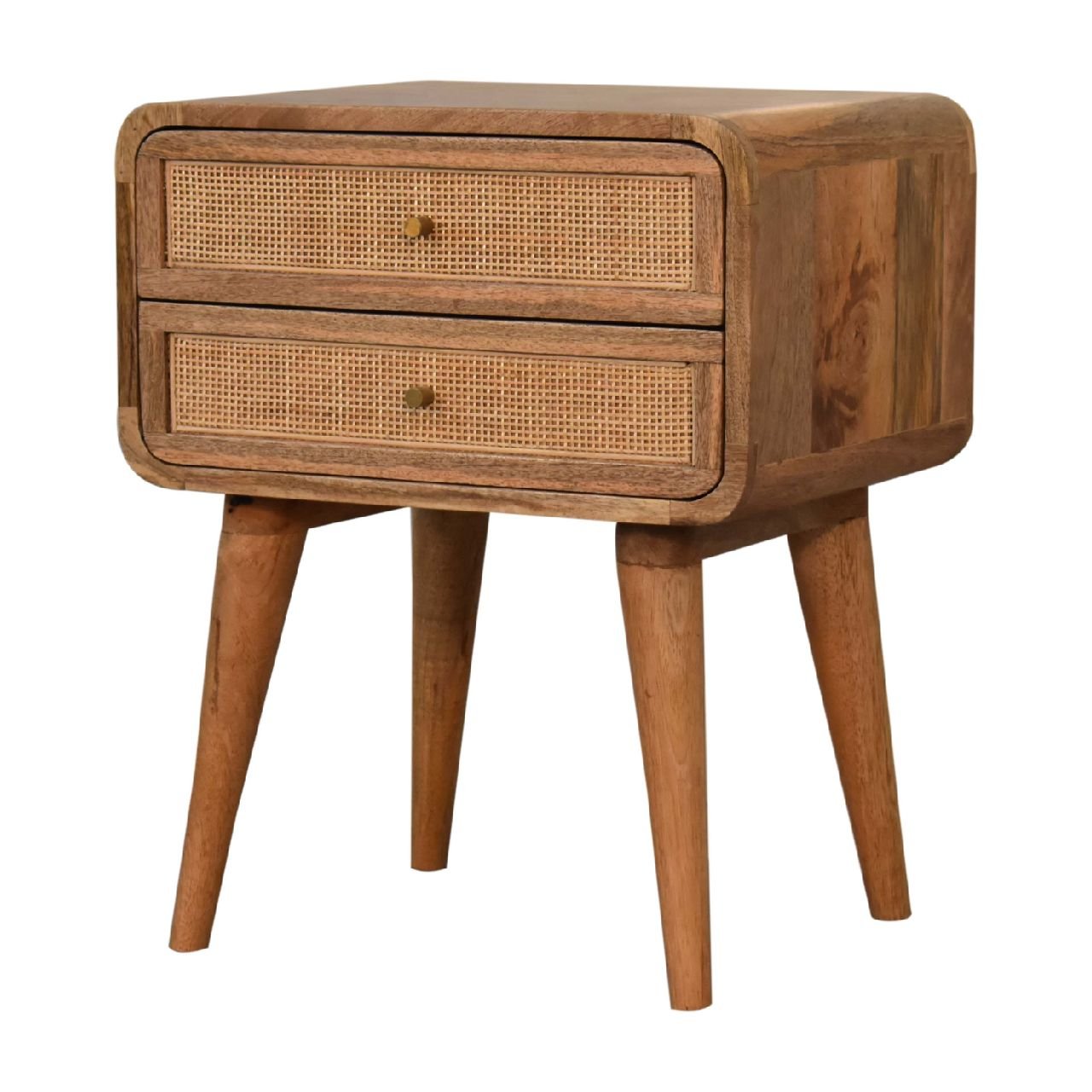 Szafka nocna z litego drewna mango – dębowa, 45 cm — model IN3447 - obrazek 2