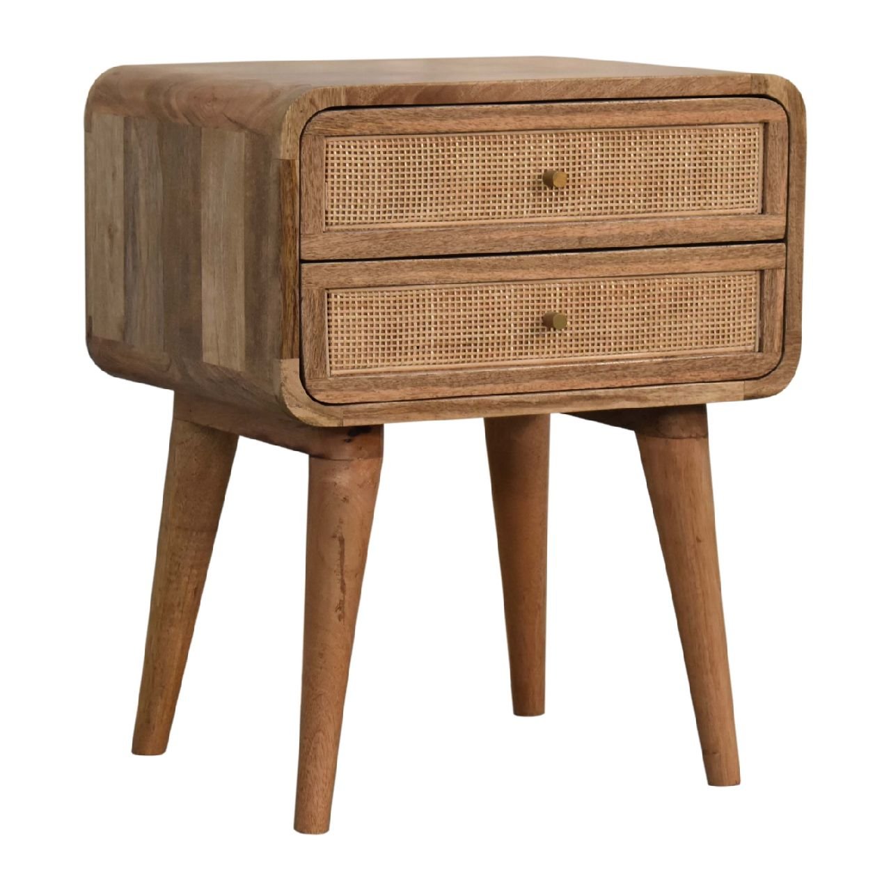 Szafka nocna z litego drewna mango – dębowa, 45 cm — model IN3447 - obrazek 3