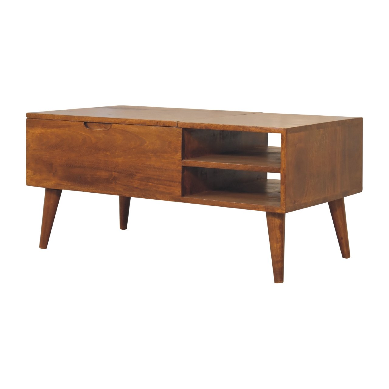Stolik kawowy z litego drewna mango – kasztanowy, 90 cm — model IN3454 - Image 2