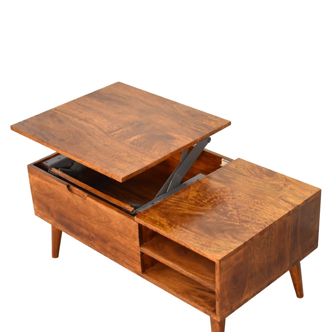 Stolik kawowy z litego drewna mango – kasztanowy, 90 cm — model IN3454 - Image 5