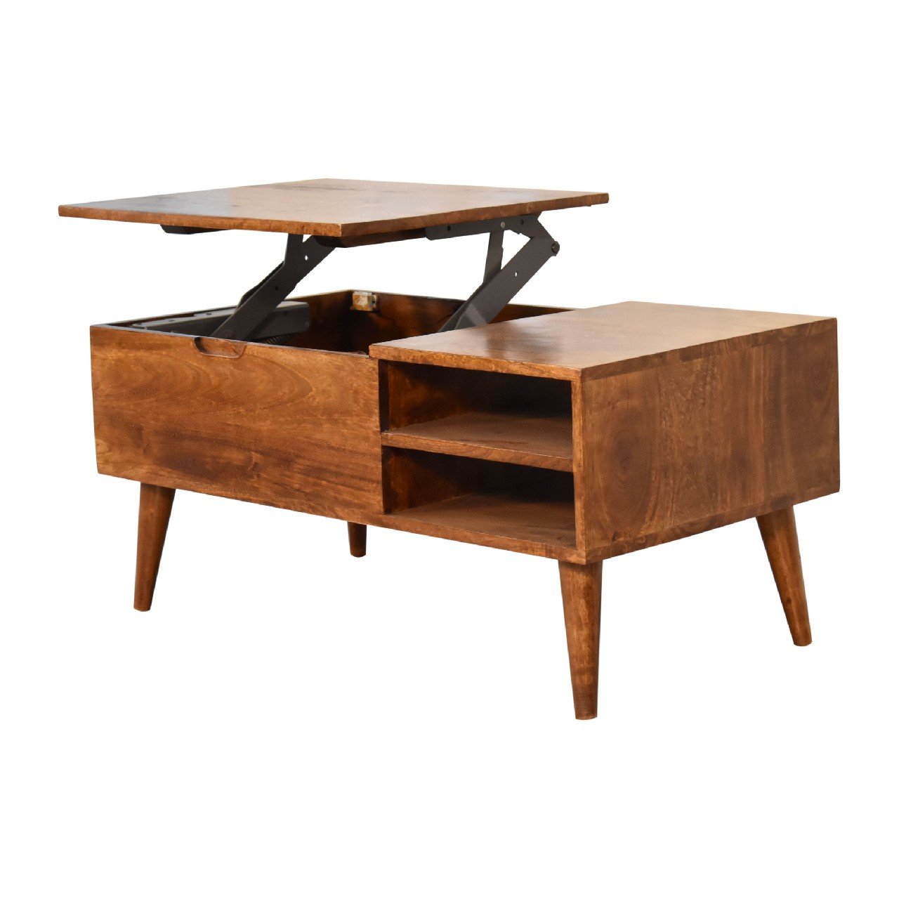 Stolik kawowy z litego drewna mango – kasztanowy, 90 cm — model IN3454 - Image 6