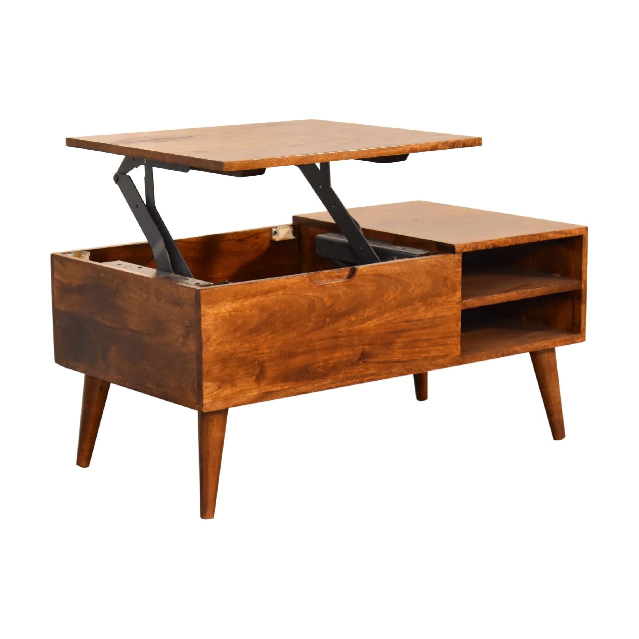 Stolik kawowy z litego drewna mango – kasztanowy, 90 cm — model IN3454 - Image 7