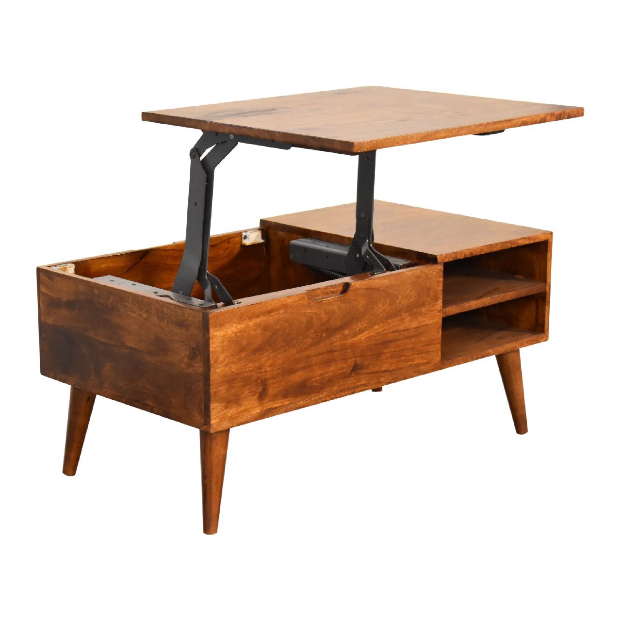 Stolik kawowy z litego drewna mango – kasztanowy, 90 cm — model IN3454 - Image 8