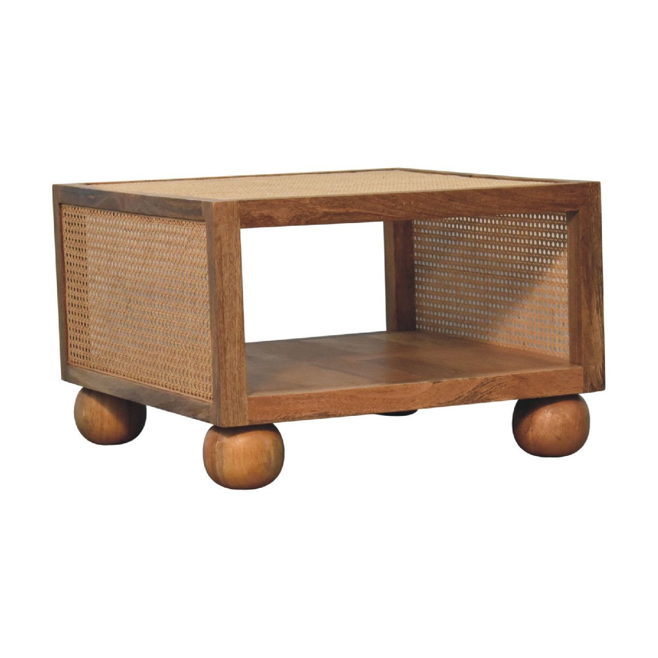 Stolik kawowy Artisan IN3463 – lite drewno mango, wykończenie dębowe - obrazek 2
