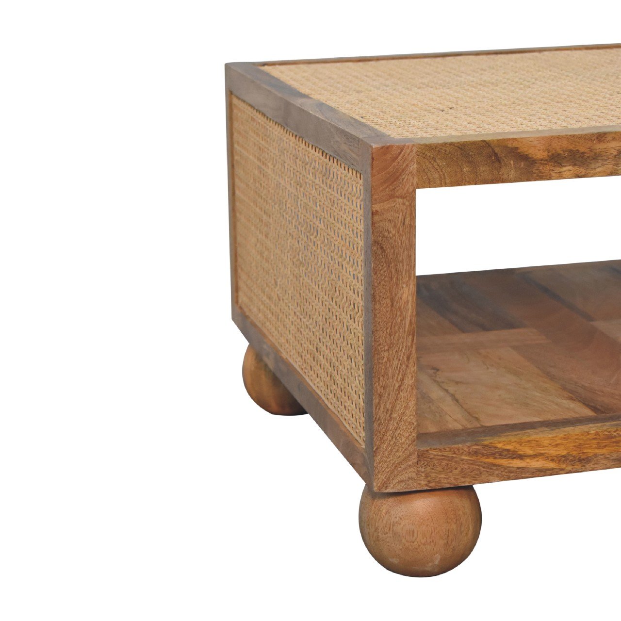 Stolik kawowy Artisan IN3463 – lite drewno mango, wykończenie dębowe - obrazek 7