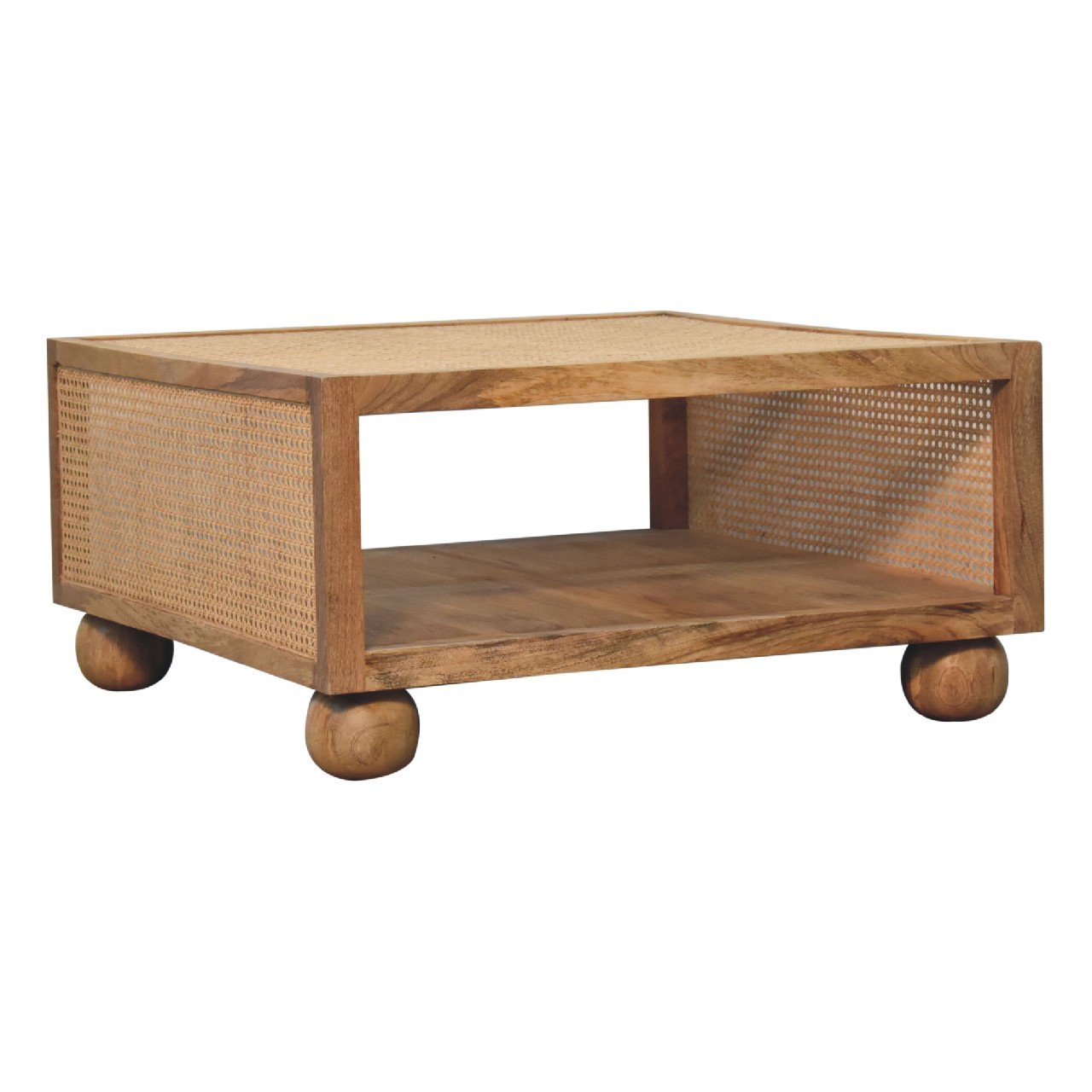 Stolik kawowy Artisan IN3464 – lite drewno mango, wykończenie dębowe - obrazek 2