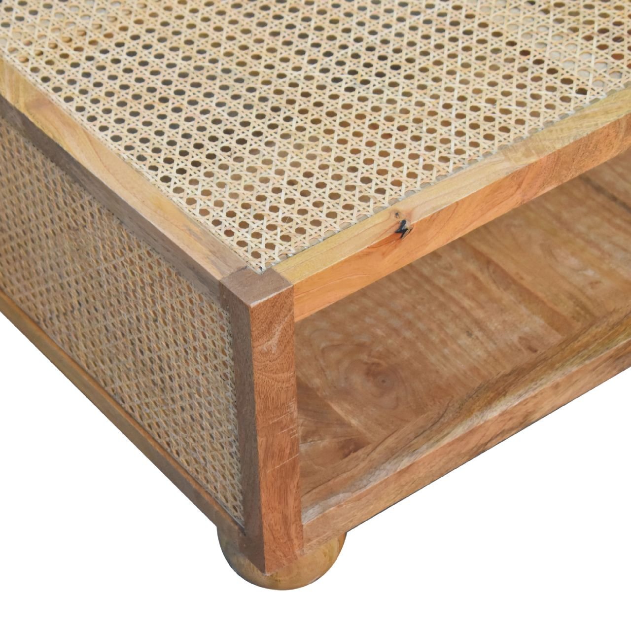 Stolik kawowy Artisan IN3464 – lite drewno mango, wykończenie dębowe - obrazek 4