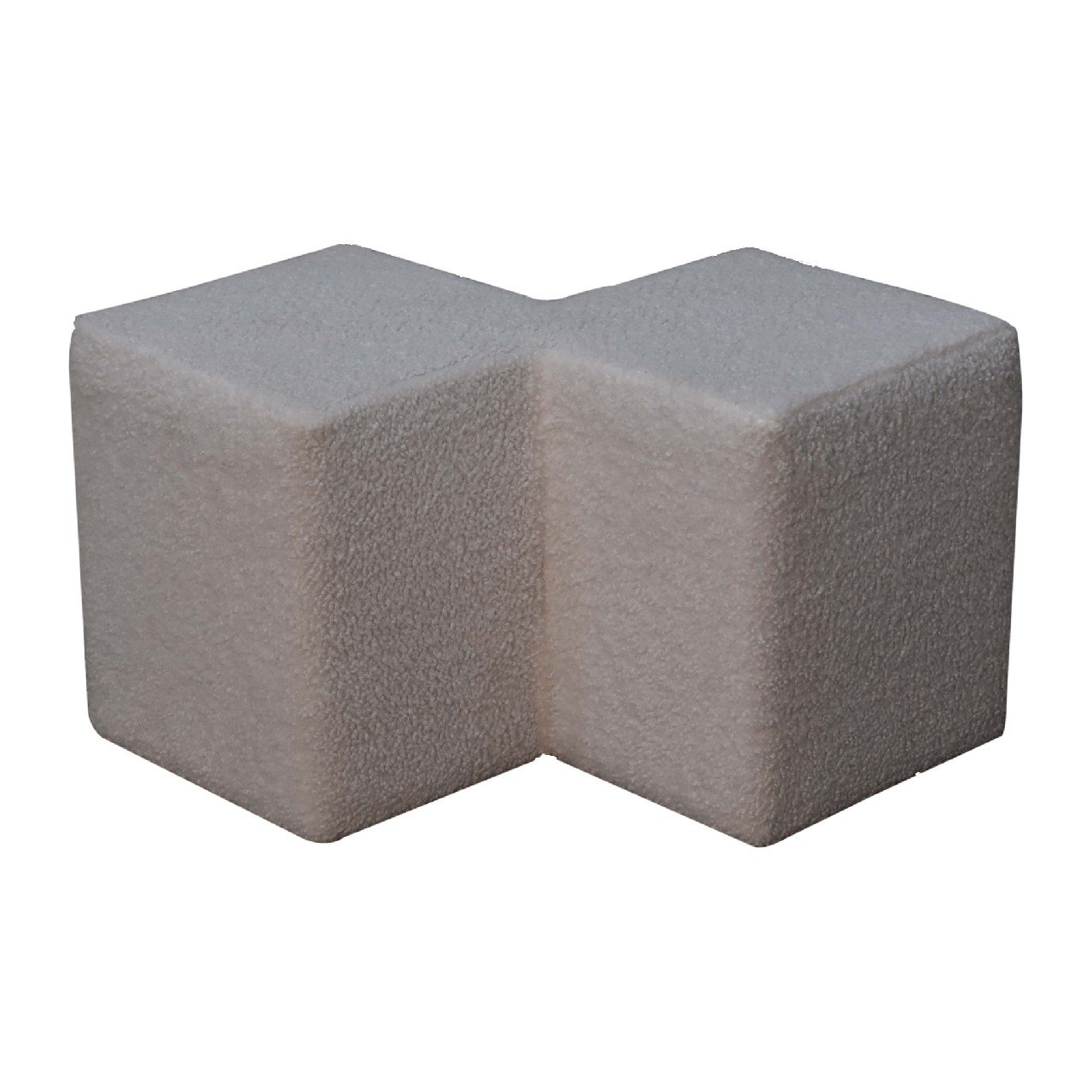 Pufa lub podnóżek Artisan IN3478 – drewno i tkanina bouclé, wykończenie jasne - Image 5