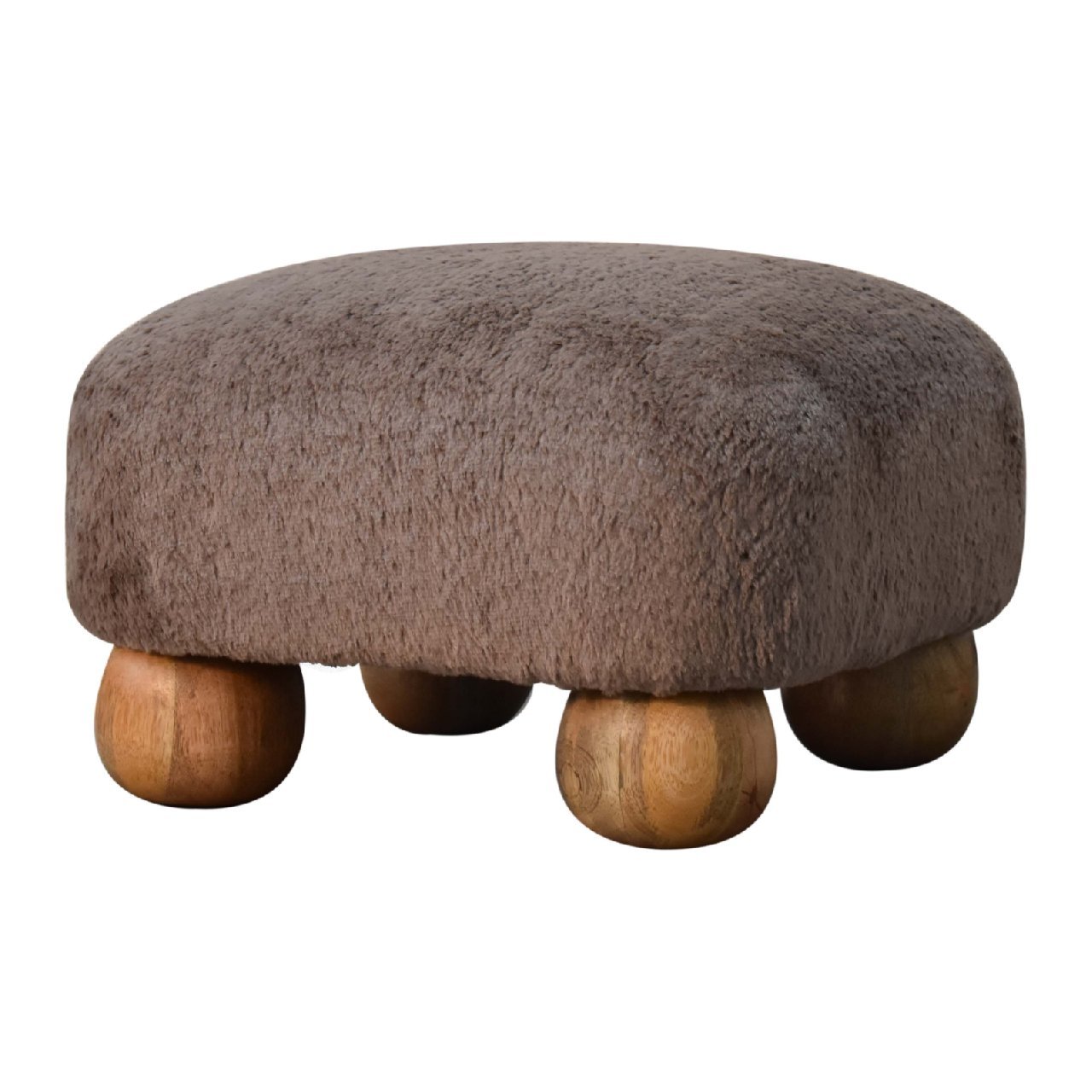 Pufa lub podnóżek Artisan IN3483 – lite drewno mango, wykończenie dębowe - Image 3
