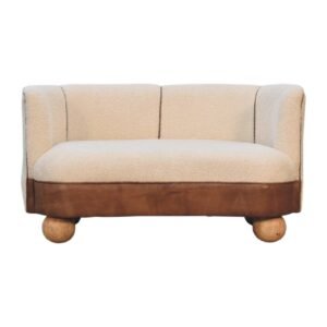 Sofa z litego drewna mango – naturalna, 132 cm