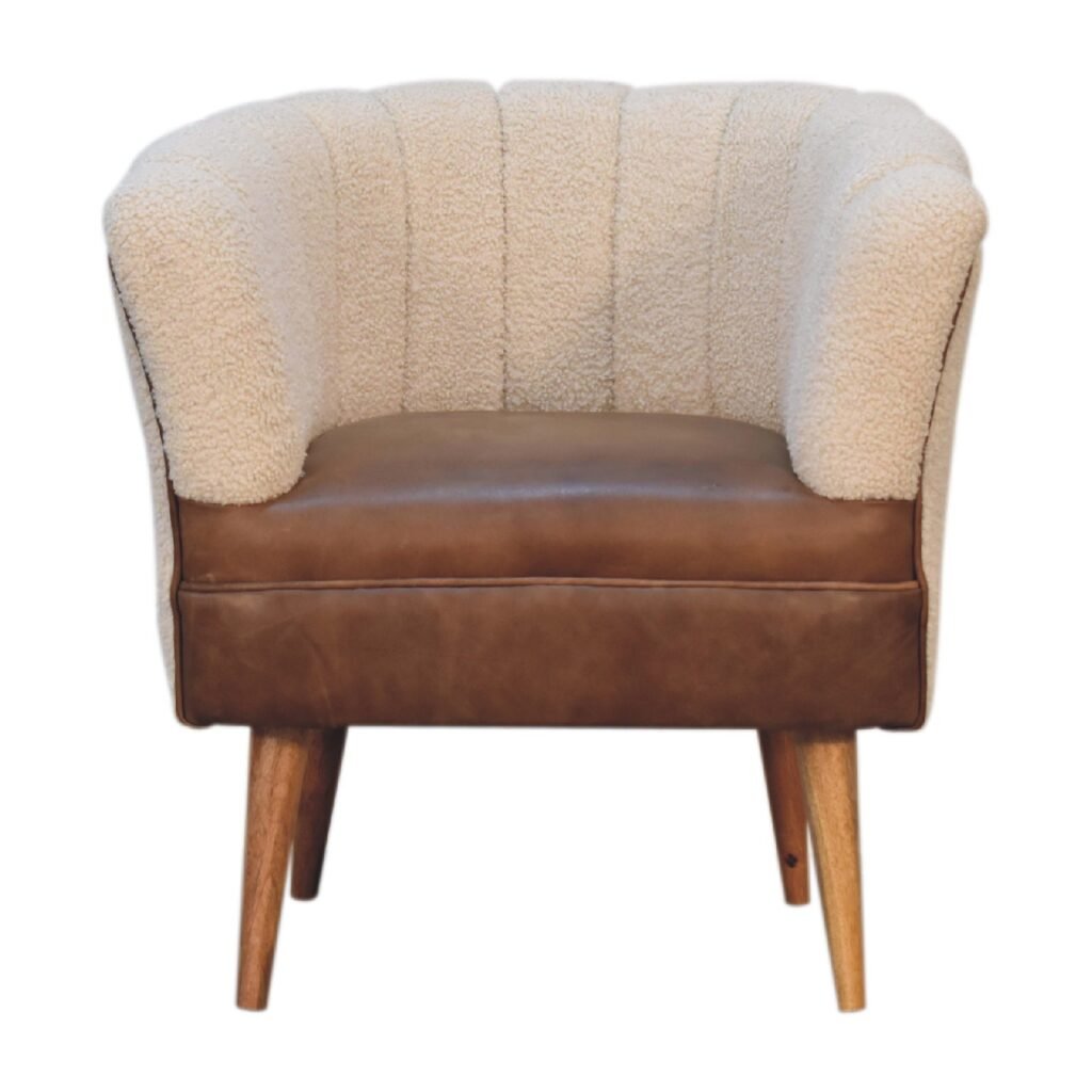 Fotel z litego drewna mango – dębowy, 73 cm