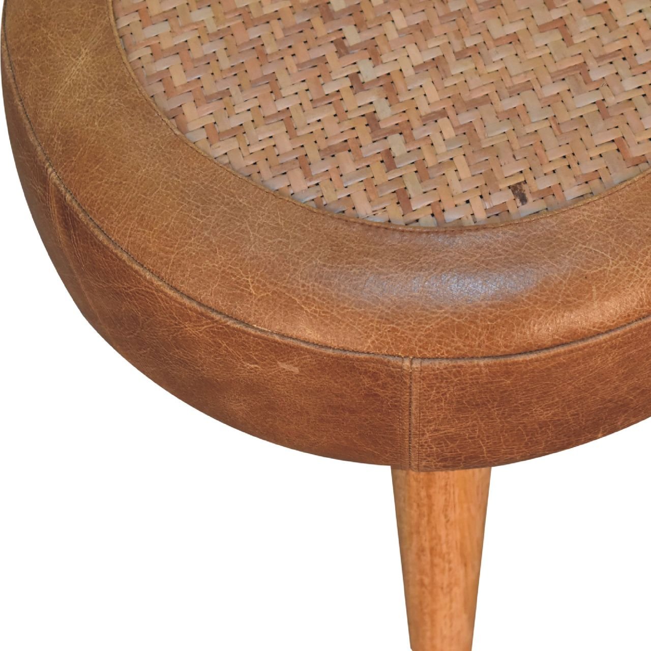 Pufa lub podnóżek Artisan IN3491 – lite drewno mango, wykończenie dębowe - obrazek 3