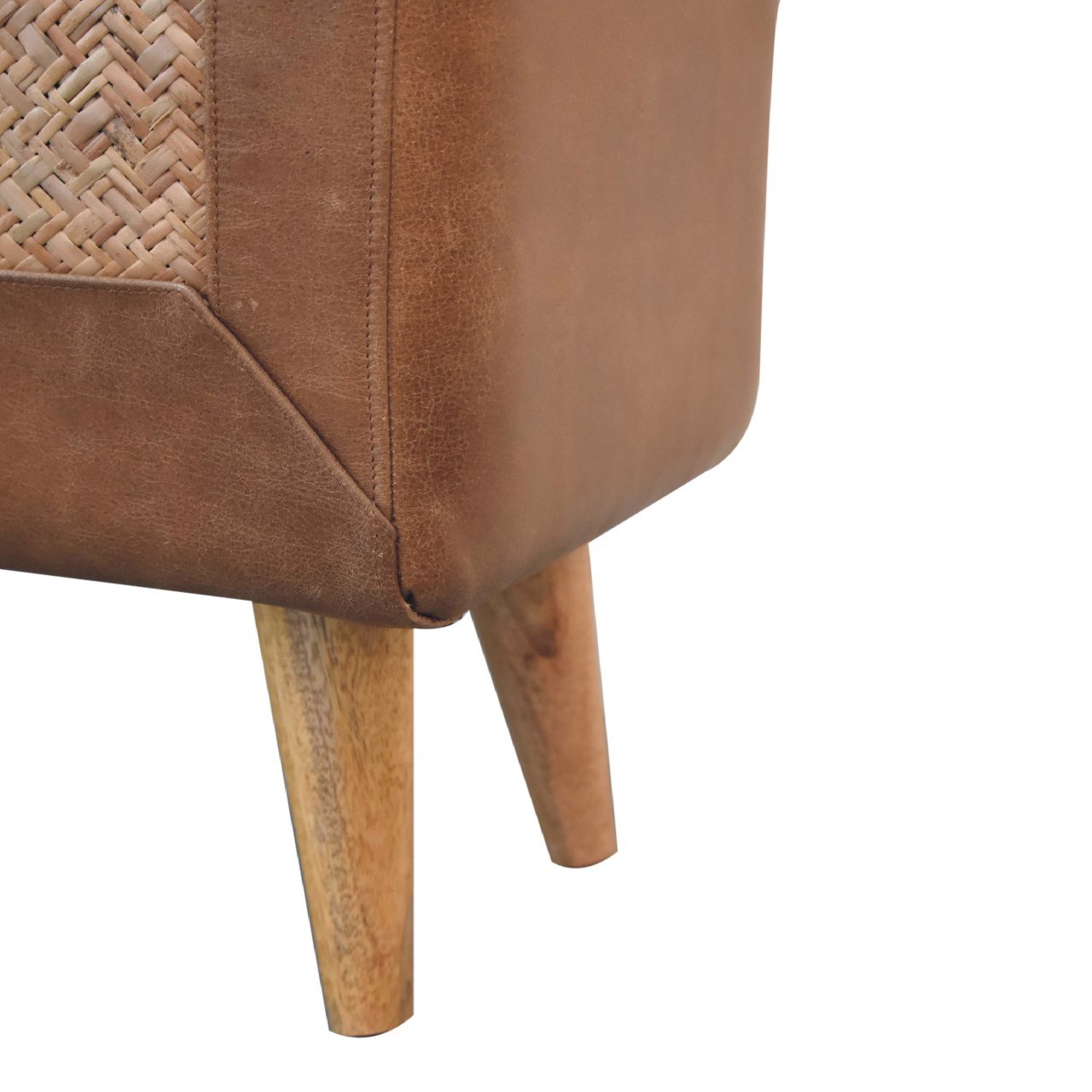 Pufa lub podnóżek Artisan IN3492 – lite drewno mango, wykończenie dębowe - Image 8