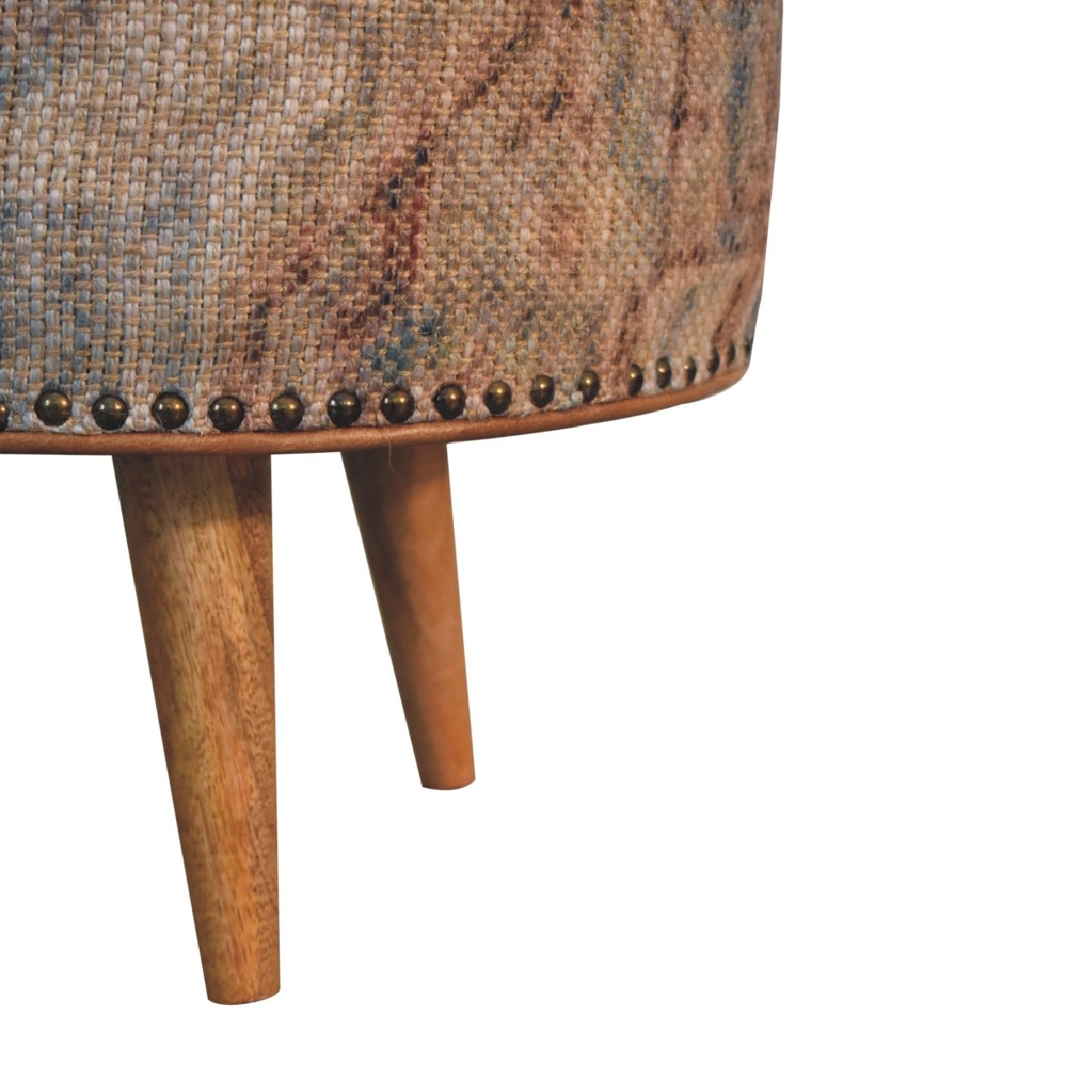 Pufa lub podnóżek Artisan IN3493 – lite drewno mango, wykończenie dębowe - Image 4