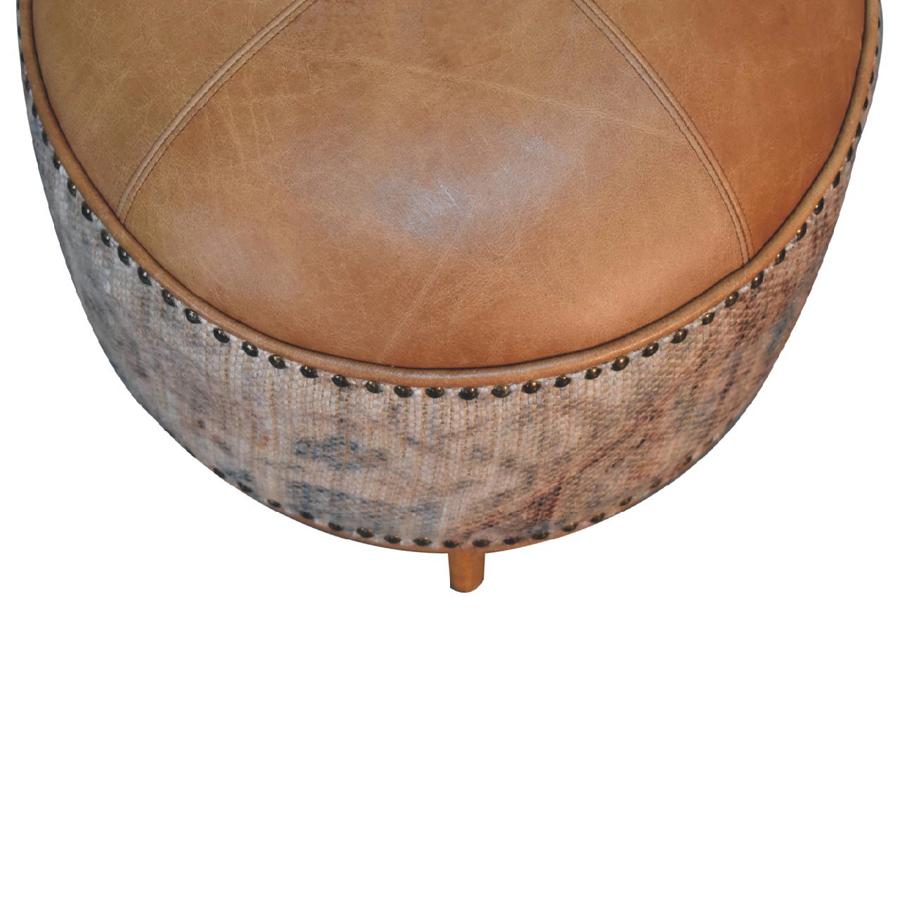 Pufa lub podnóżek Artisan IN3493 – lite drewno mango, wykończenie dębowe - Image 8
