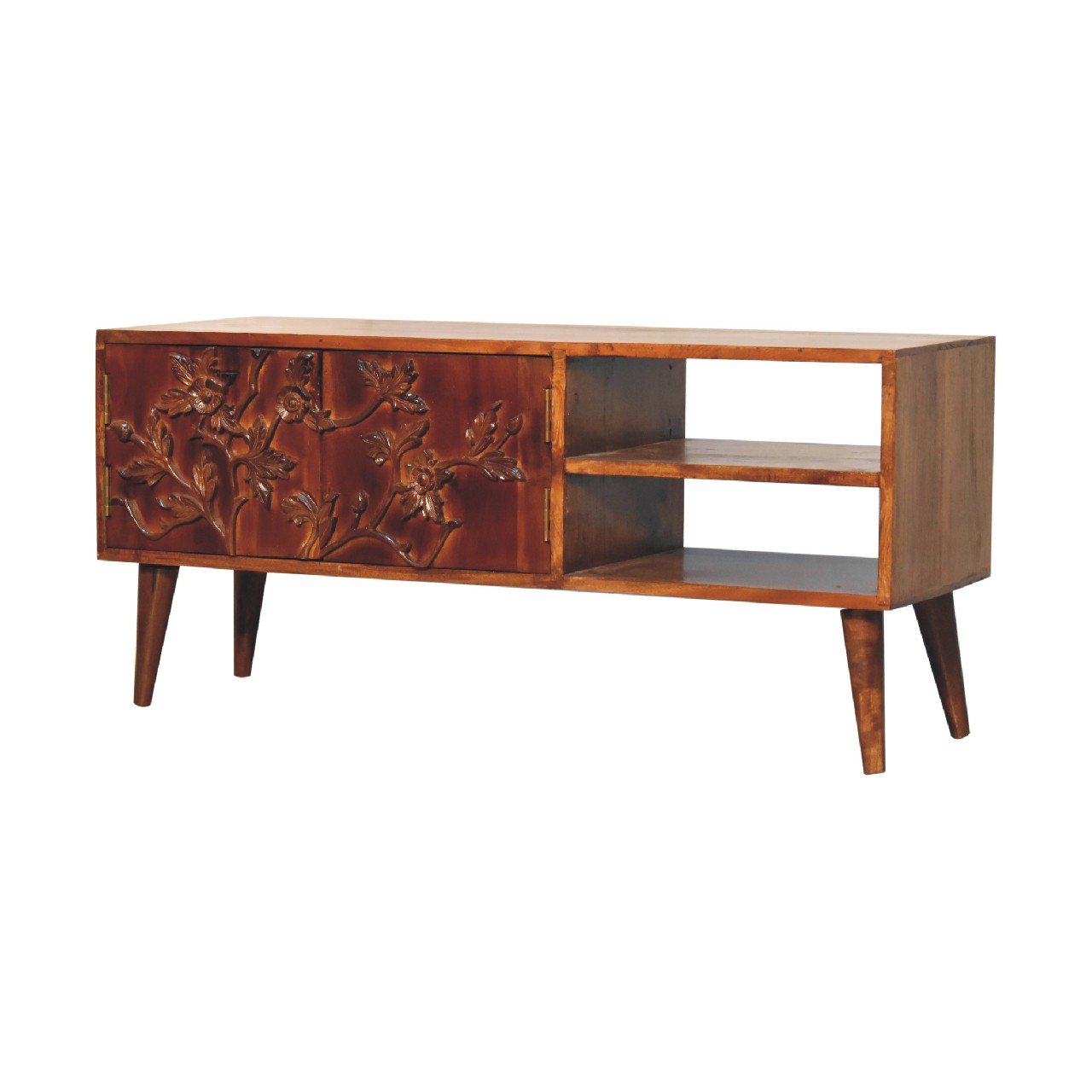 Szafka RTV z naturalnych materiałów – kasztanowa, 110 cm - Image 2