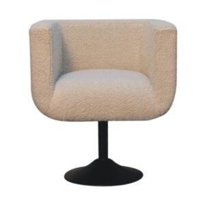 Krzesło z drewna i tkaniny bouclé – 65 cm