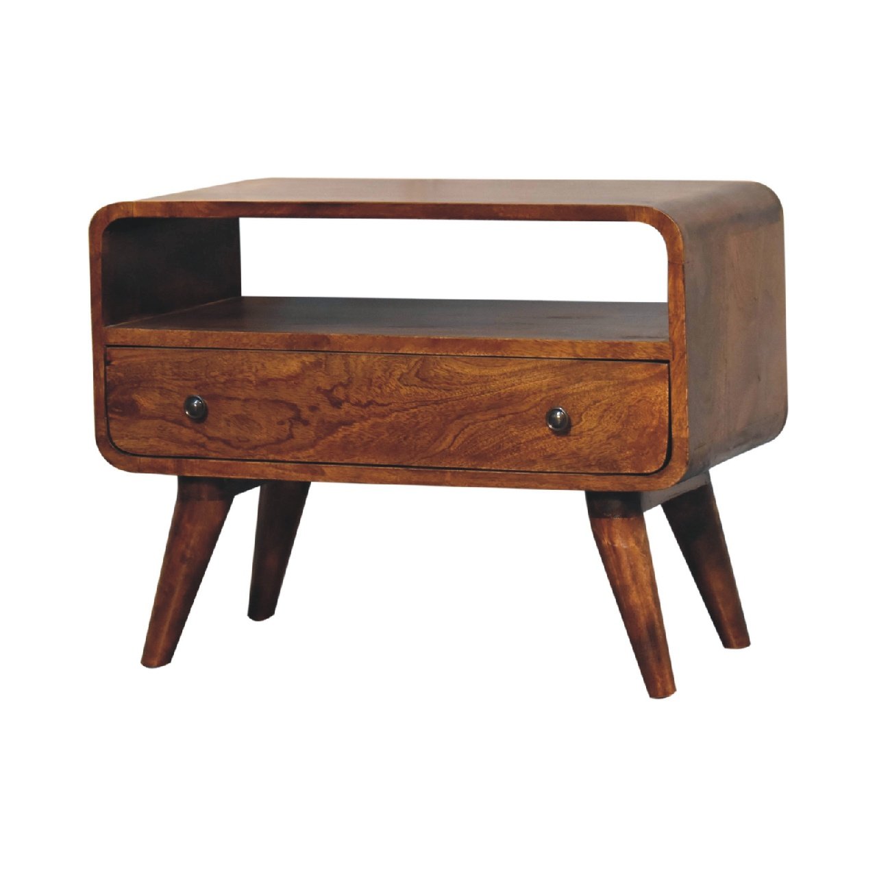 Szafka RTV z litego drewna mango – kasztanowa, 60 cm — model IN3539 - obrazek 2