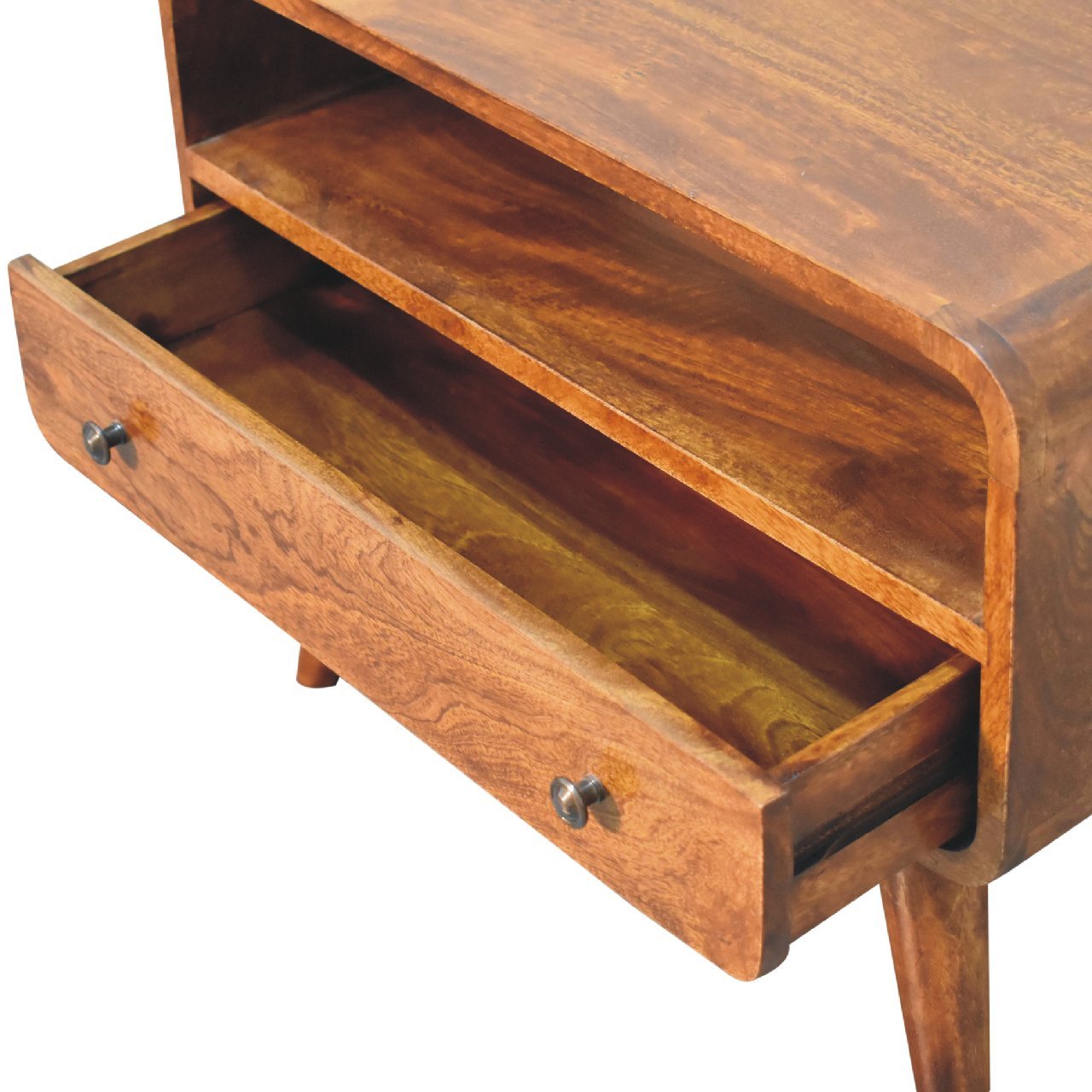 Szafka RTV z litego drewna mango – kasztanowa, 60 cm — model IN3539 - obrazek 5
