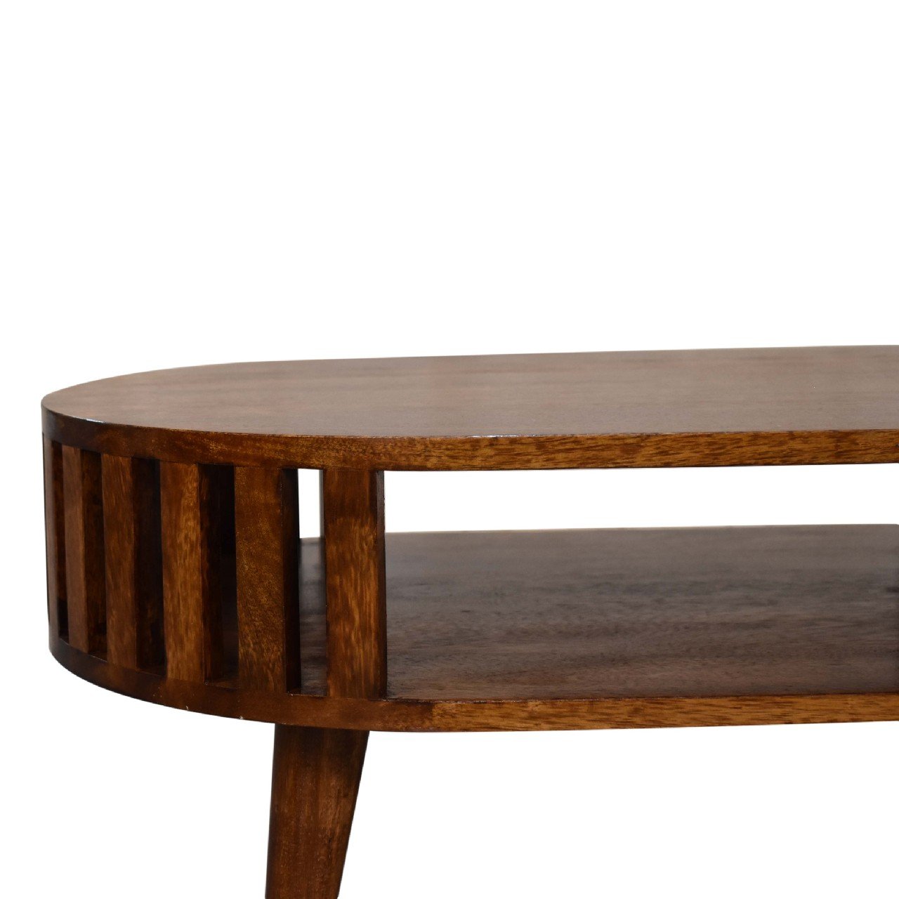 Stolik kawowy z litego drewna mango – kasztanowy, 80 cm — model IN3552 - Image 3