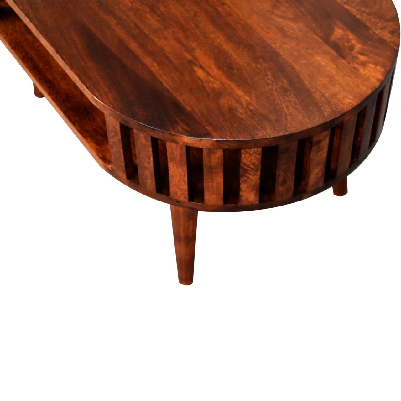 Stolik kawowy z litego drewna mango – kasztanowy, 80 cm — model IN3552 - Image 4