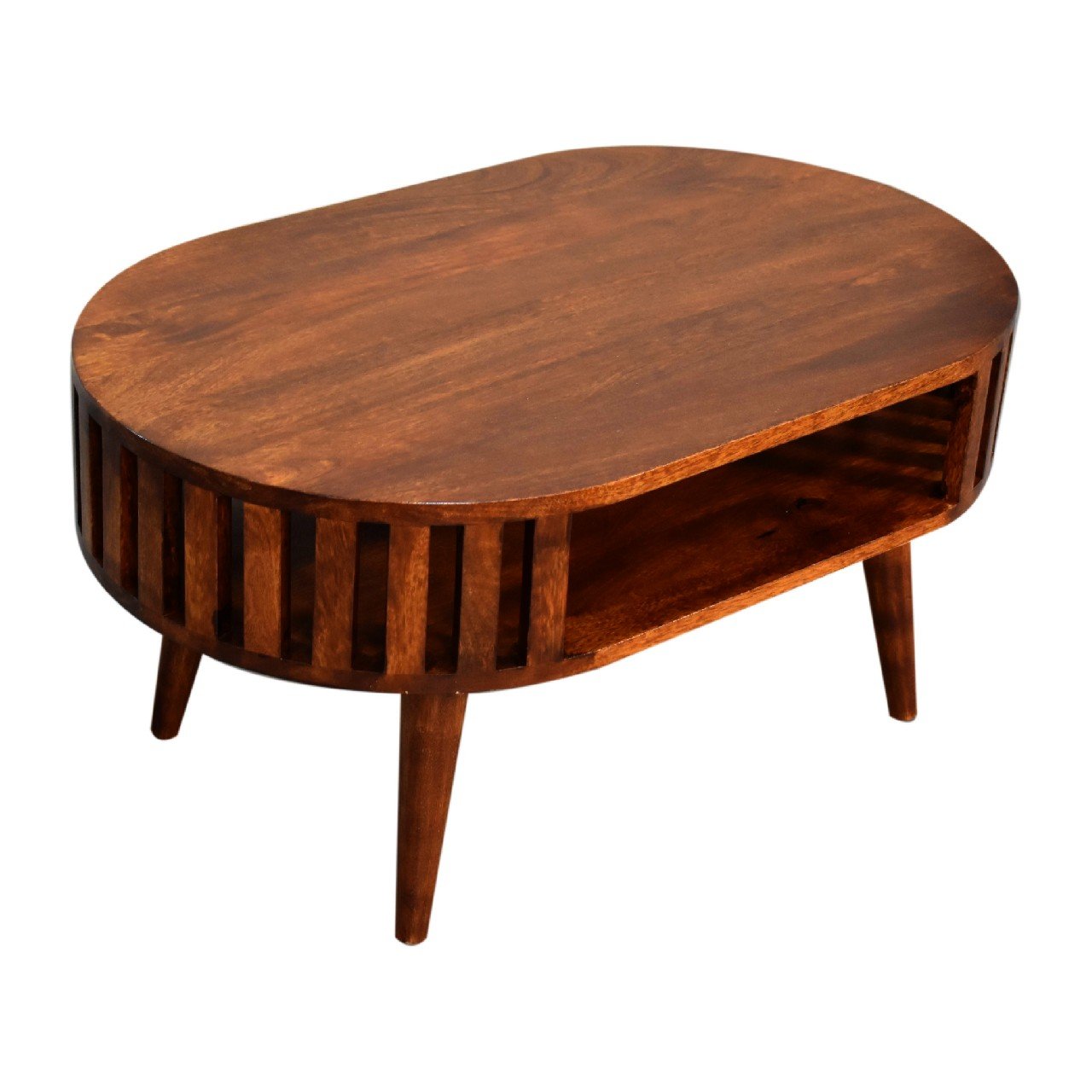 Stolik kawowy z litego drewna mango – kasztanowy, 80 cm — model IN3552 - Image 5