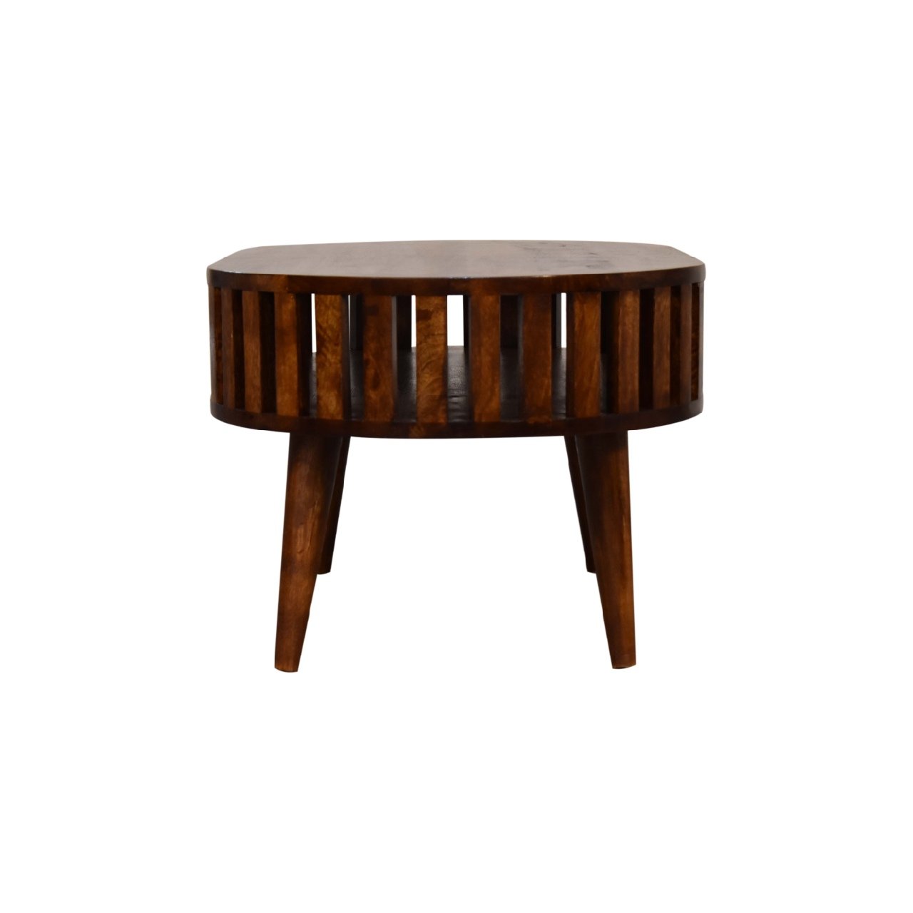 Stolik kawowy z litego drewna mango – kasztanowy, 80 cm — model IN3552 - Image 7