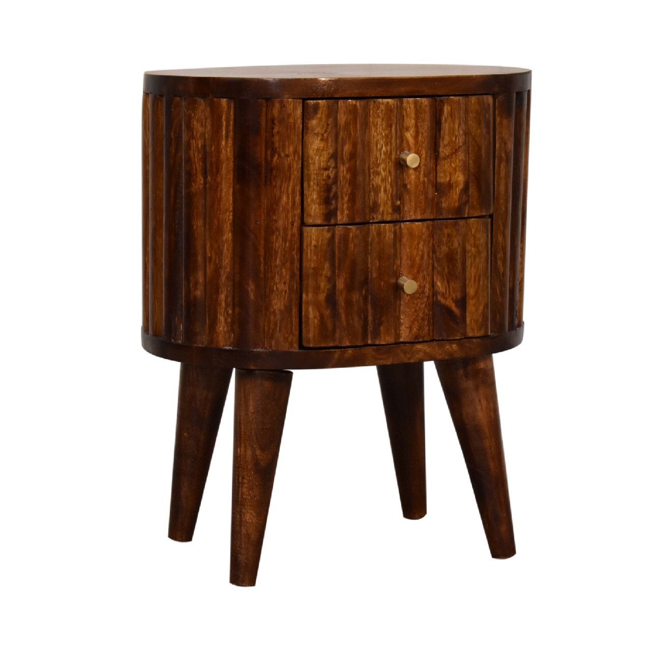 Szafka nocna Artisan IN3554 – lite drewno mango, wykończenie kasztanowe