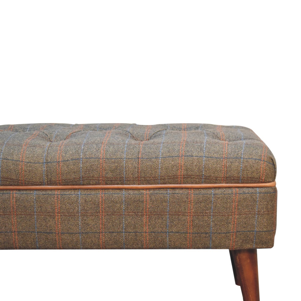 Ławka Artisan IN3558 – drewno i tkanina obiciowa, wykończenie tweed wielobarwny - obrazek 3