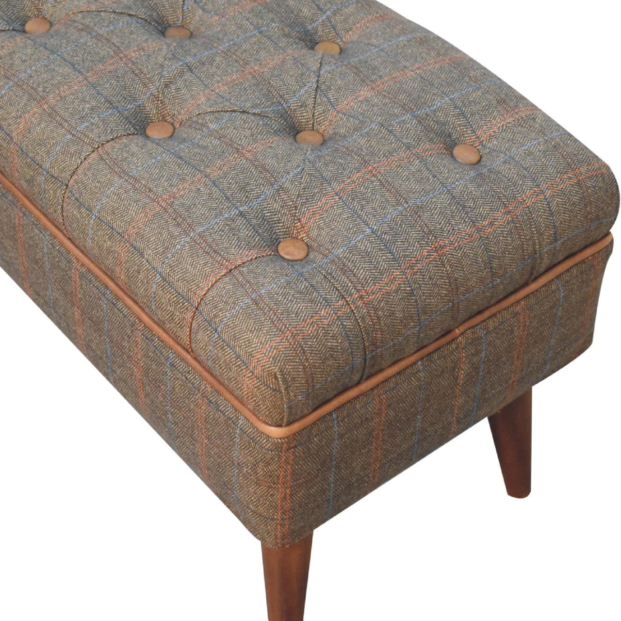 Ławka Artisan IN3558 – drewno i tkanina obiciowa, wykończenie tweed wielobarwny - obrazek 4