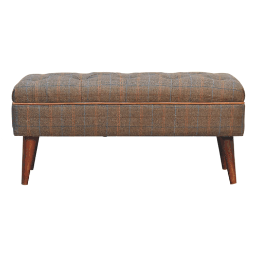 Ławka Artisan IN3558 – drewno i tkanina obiciowa, wykończenie tweed wielobarwny - obrazek 7