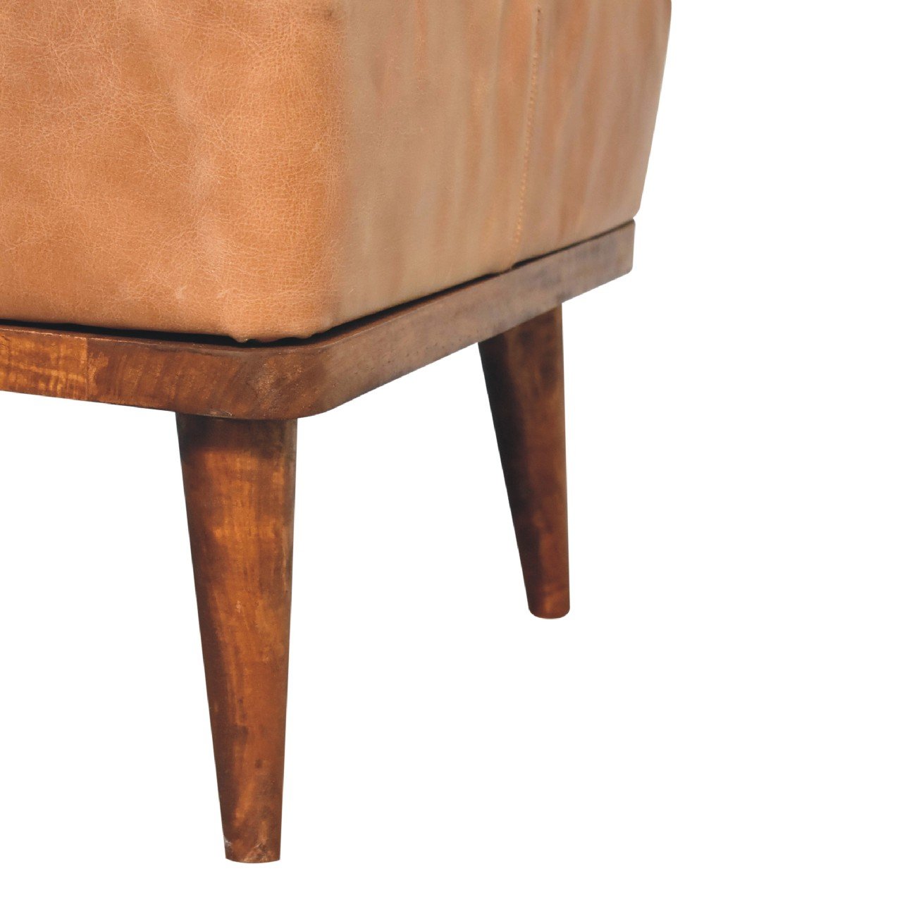 Pufa lub podnóżek Artisan IN3560 – lite drewno mango, wykończenie kasztanowe - Image 6