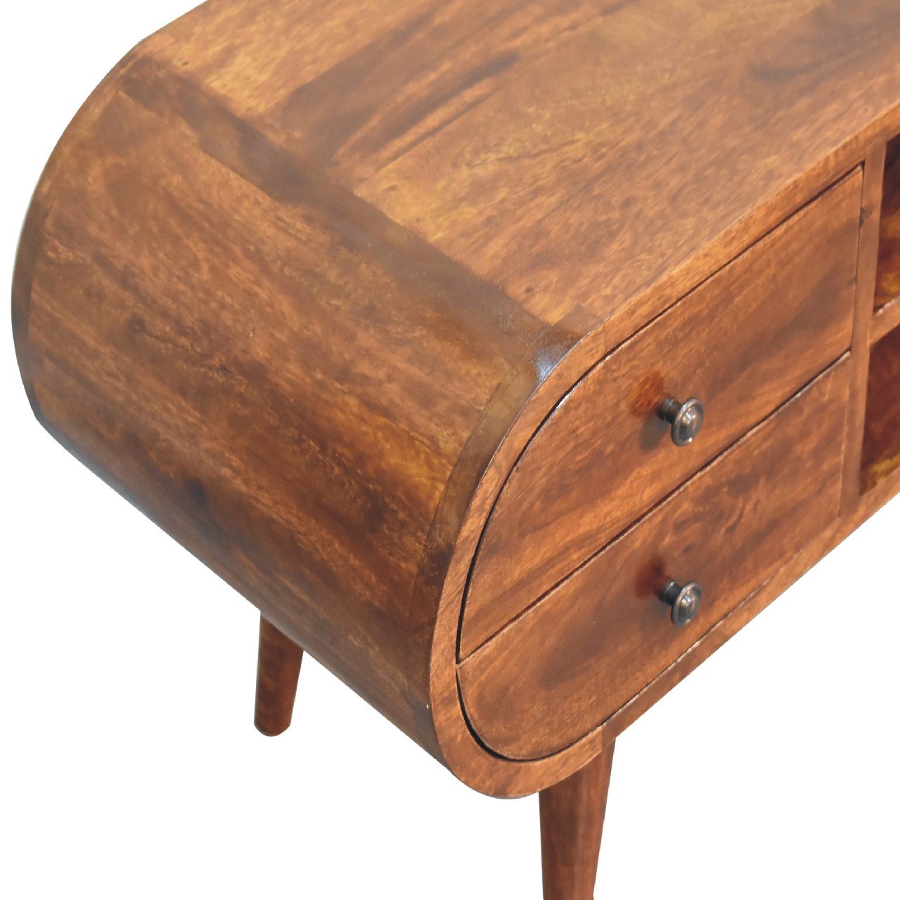 Szafka RTV z litego drewna mango – kasztanowa, 110 cm — model IN3569 - obrazek 3