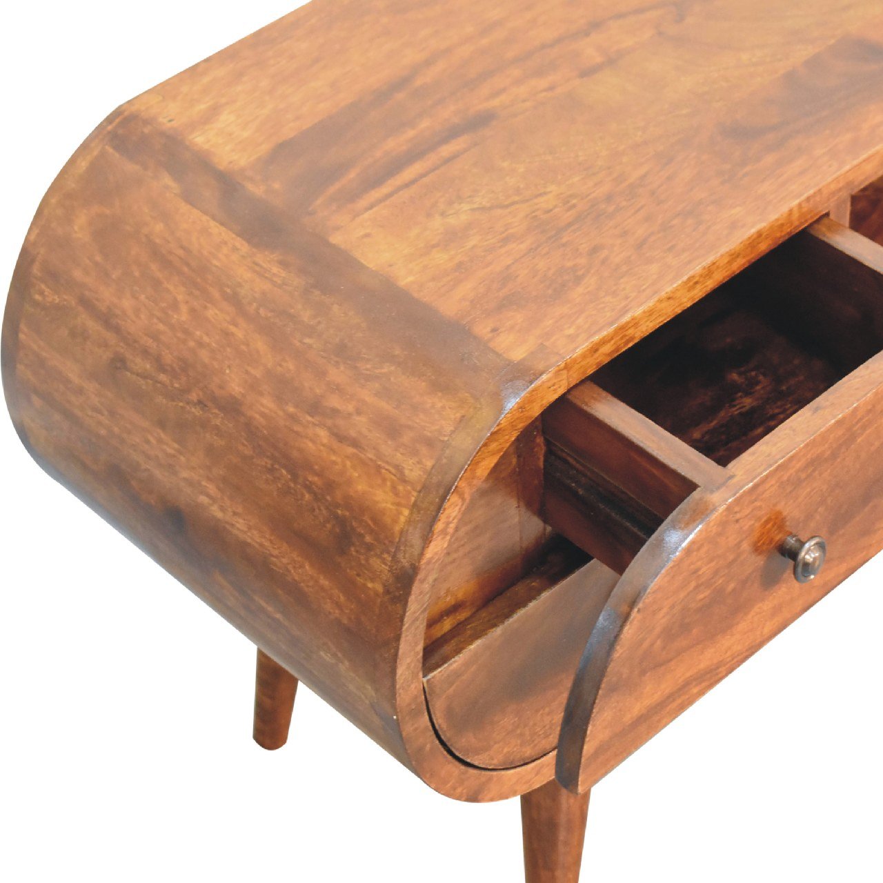 Szafka RTV z litego drewna mango – kasztanowa, 110 cm — model IN3569 - obrazek 4
