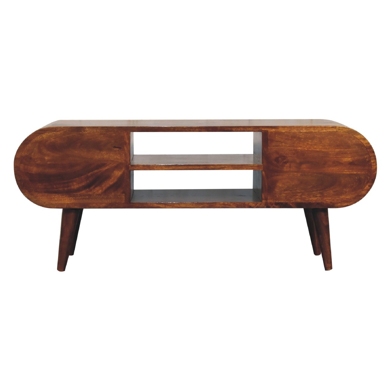 Szafka RTV z litego drewna mango – kasztanowa, 110 cm — model IN3569 - obrazek 7