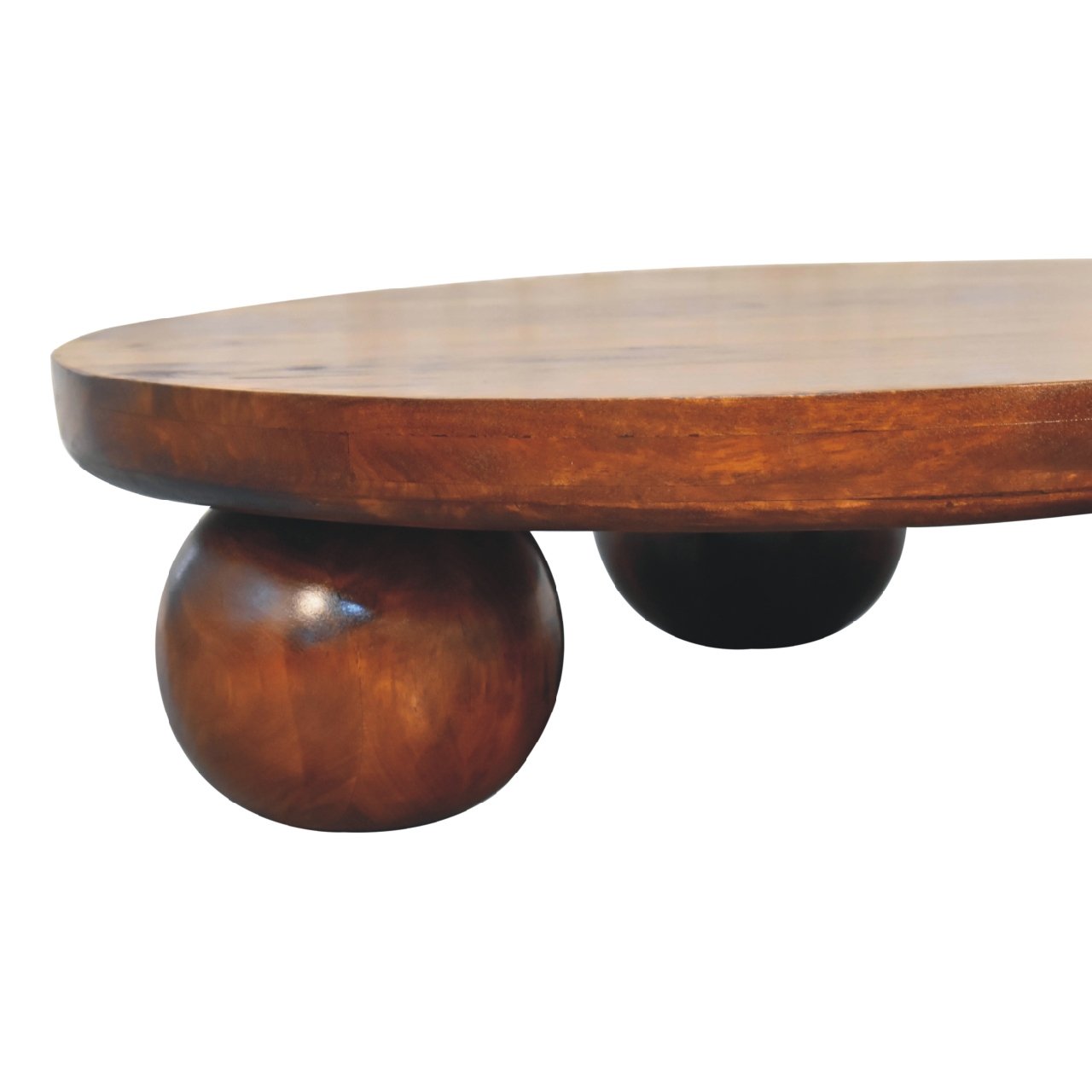 Stolik kawowy z litego drewna mango – kasztanowy, 80 cm — model IN3573 - obrazek 4