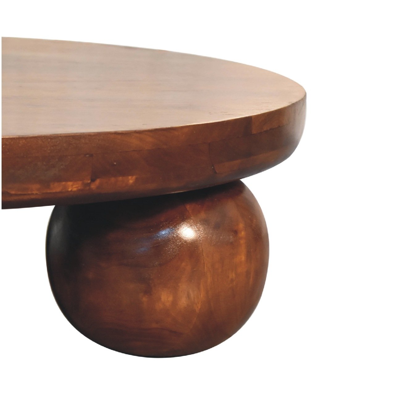 Stolik kawowy z litego drewna mango – kasztanowy, 80 cm — model IN3573 - obrazek 6