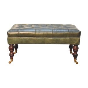 Pufa z litego drewna mango – orzechowa, 90 cm — model IN3574