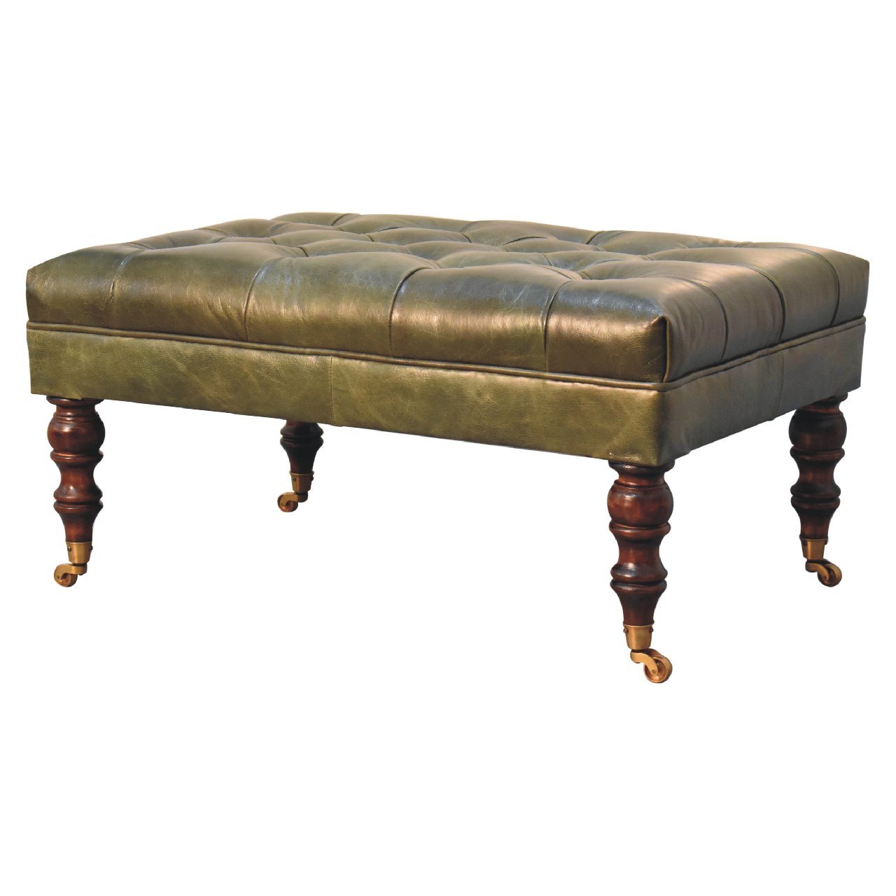 Pufa z litego drewna mango – orzechowa, 90 cm — model IN3574 - Image 2