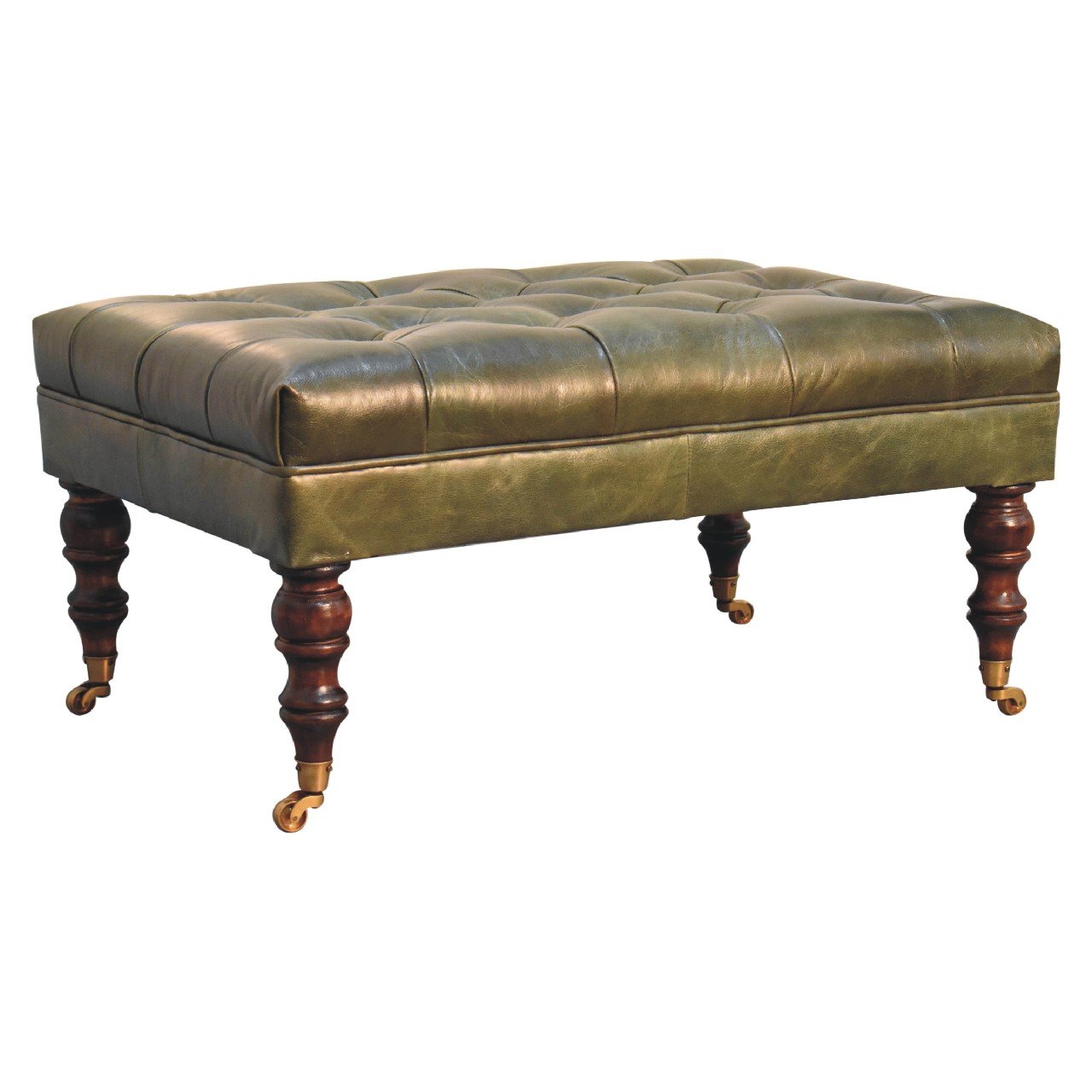 Pufa z litego drewna mango – orzechowa, 90 cm — model IN3574 - Image 3