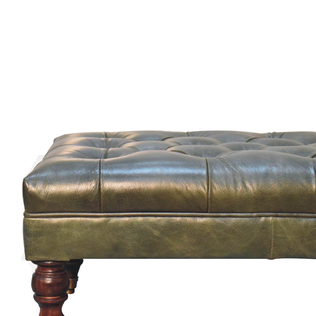 Pufa z litego drewna mango – orzechowa, 90 cm — model IN3574 - Image 4