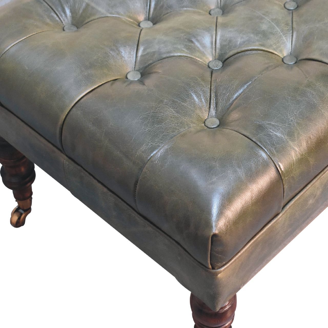 Pufa z litego drewna mango – orzechowa, 90 cm — model IN3574 - Image 5