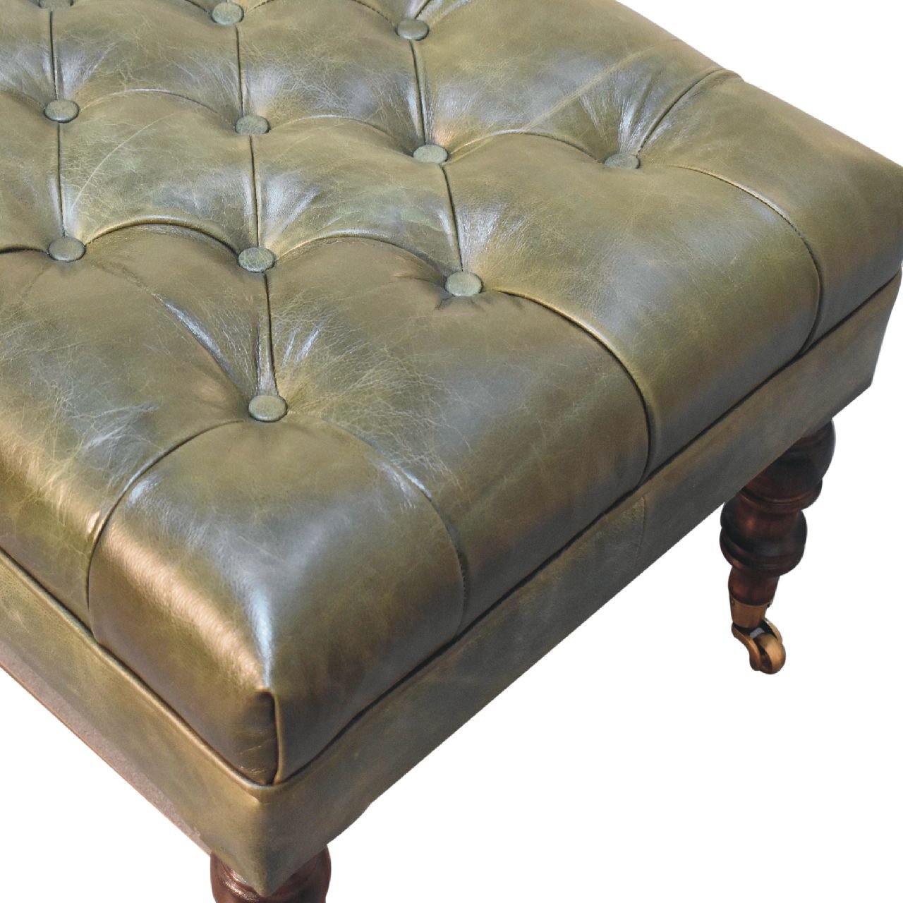 Pufa z litego drewna mango – orzechowa, 90 cm — model IN3574 - Image 6
