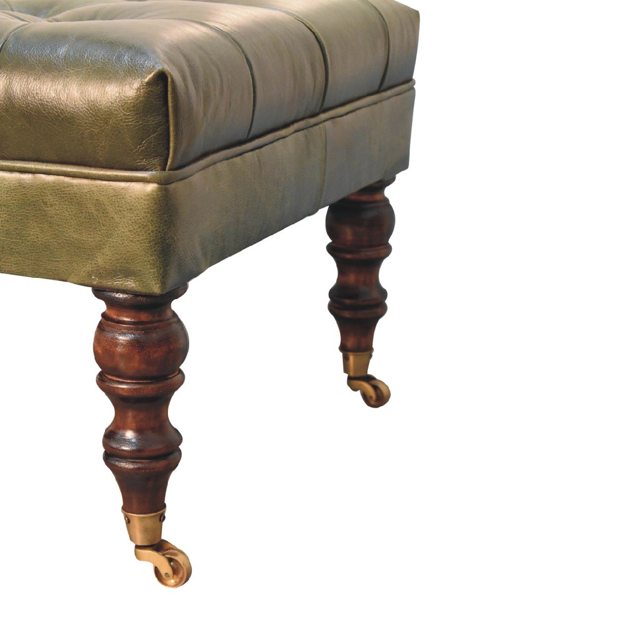 Pufa z litego drewna mango – orzechowa, 90 cm — model IN3574 - Image 8