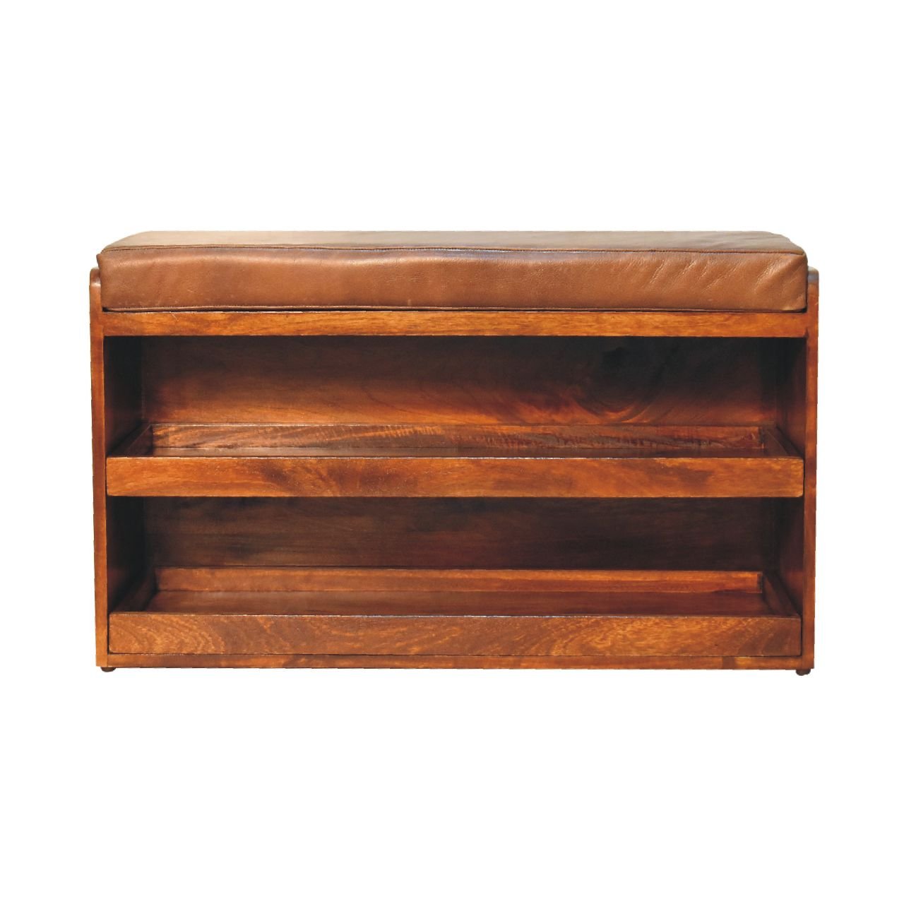 Ławka z litego drewna mango – kasztanowa, 90 cm — model IN3575