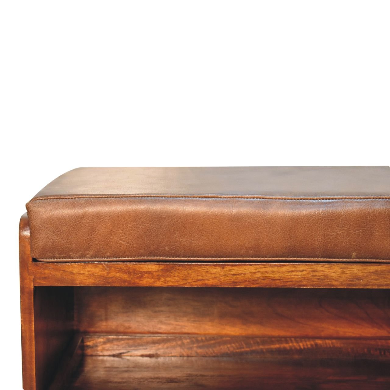 Ławka z litego drewna mango – kasztanowa, 90 cm — model IN3575 - Image 4