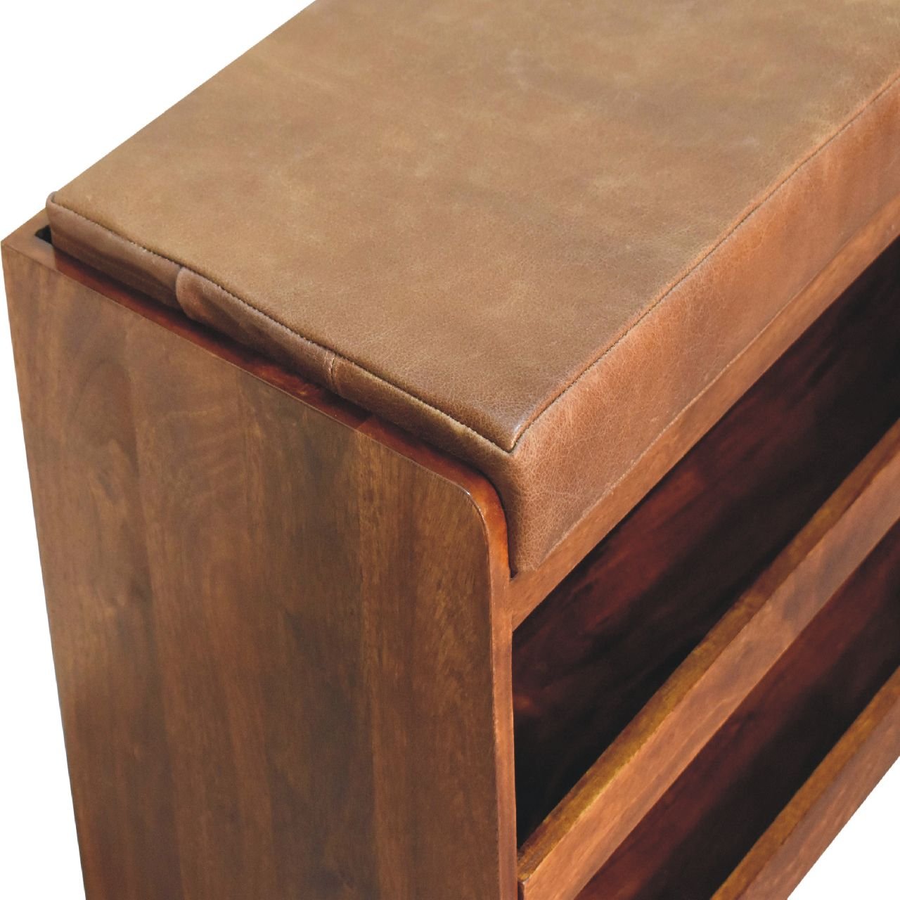 Ławka z litego drewna mango – kasztanowa, 90 cm — model IN3575 - Image 5