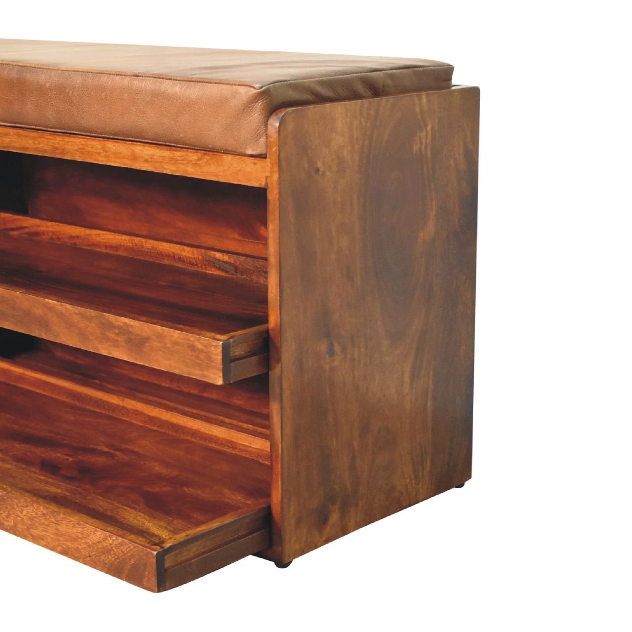 Ławka z litego drewna mango – kasztanowa, 90 cm — model IN3575 - Image 6