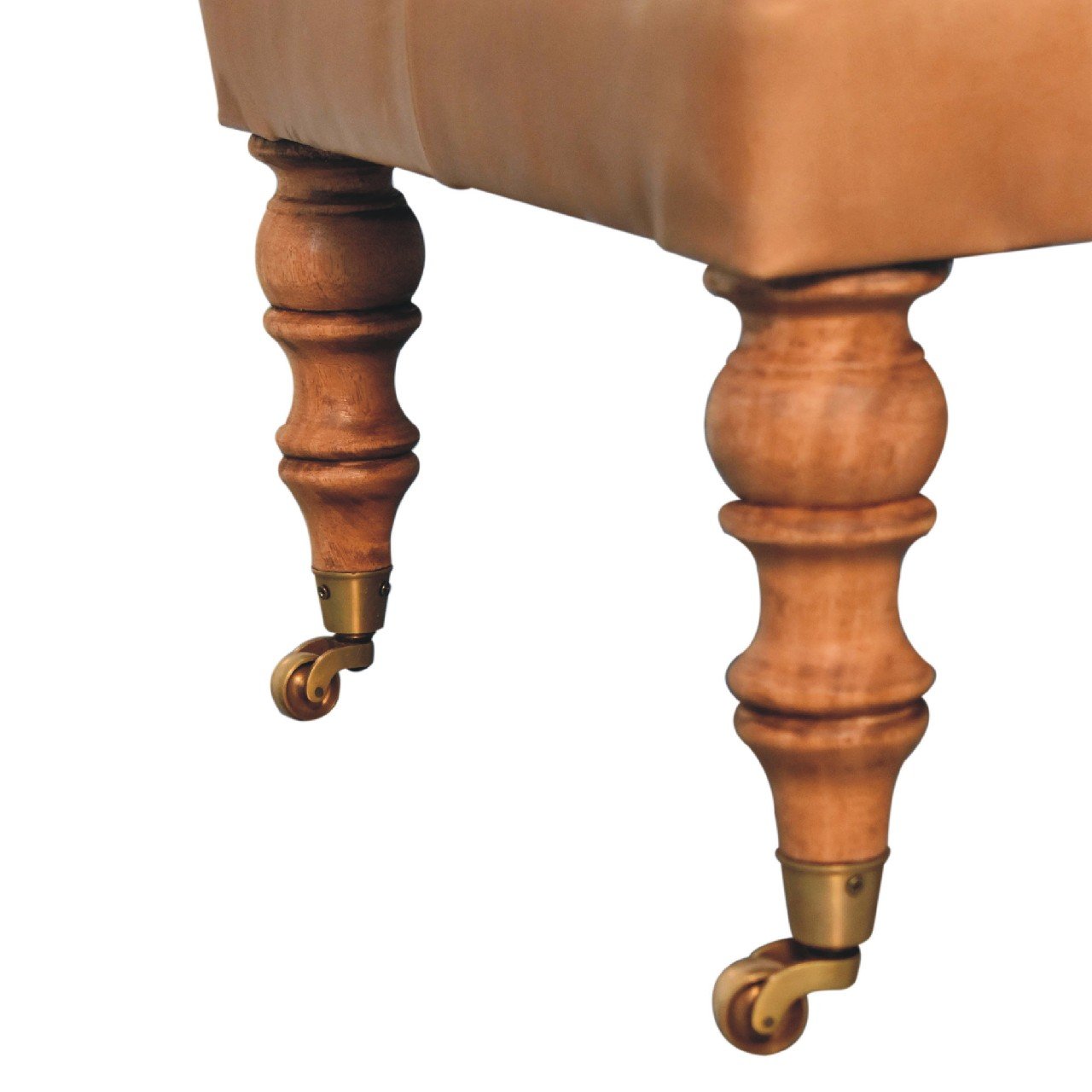 Pufa z litego drewna mango – orzechowa, 90 cm — model IN3580 - obrazek 7